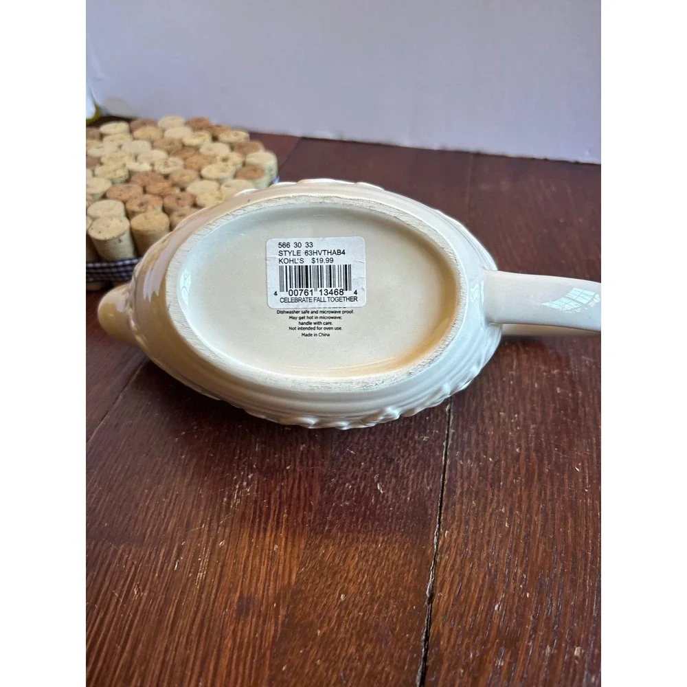 Celebrate Fall Together Kohl's Cream Ceramic Oak Leaf Gravy Boat 63HVTHAB4